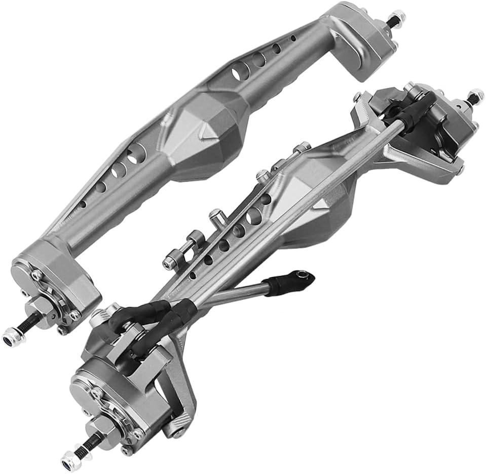 Full CNC Aluminum Alloy Front Rear Portal Axle for 1/10 RC Crawler Car Axial Capra 1.9 UTB, Completes Axle Set Metal Upgrades (Gray)