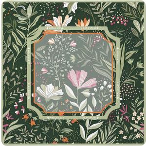 Dark Green Mahjong Mat Boho Floral Mahjong Table Mat 31.5x31.5 in