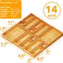 SpaceAid 14-Piece Bamboo Drawer Organizer Storage Boxes Set, Wood Tray Junk Drawer Organizers Multi-Use Divider Bins for Kitchen, Bathroom, Office Desk and Makeup Organization (14 Pack, Natural)