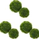 Cabilock 6pcs Green Moss Balls Decorative for Centerpiece Bowls Simulated Moss Balls Topiary Artificial Plant Ornament for Garden Wedding Party Decoration(3.9in/4.7in)