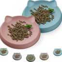 Cat Bowls for Indoor Gentle Small Kitten (2pcs, Soft Silicone) Shallow Wide Plates Feeder Whisker Fatigue Relief Cute Pet Kitty Food Water Dishes Set Anti Slip, Dishwasher Safe
