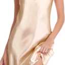 Wikoan Women's Satin Nightgown Silk Slip Chemise Sexy V Neck Sleepwear Negligee Nighties Bridal Babydoll with Straps,Champagne,XL