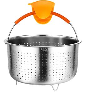GREATLINK Vegetable Steamer Basket for Instant Pot Accessories 6 & 8 Qt - Stainless Steel Strainers and Colanders - Metal Strainer for Cooking Broccoli, Eggs, Pasta, Quinoa (6 Qt - Steamer Basket)