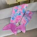 Mermaid Tail Blankets Glittering Wearable Cute Cozy Soft Flannel Rainbow Colorful Mermaid Tail Blanket for Kids, Size: Schoolchild