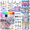 AIPRIDY 3600 Pcs Girls Toys Bracelet Making Kit, Unicorn/Mermaid Jewelry Activity, Flat College Style Beading for Friendship Jewelry Making, DIY Crafts for 4-12 Girls Birthday Christmas Gifts(Pink)