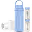 22oz Breast Milk Cooler Bottle for Outdoor, Breastmilk Cooler with 360 Total Cooling for 24 Hours & Leak-Proof Dual-Bottle for BreastfeedingLarger Capacity Travel Breastmilk Chiller,Blue