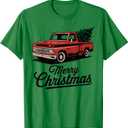 Red Pickup Truck Christmas Tree Vintage Christmas Men Women T-Shirt Small