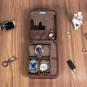 KAMIER Watch Case with Combination Lock - 4 Watch Storage and Jewelry Organizer - Watch Travel Case for Ring and Watch Storage, PU Leather Travel Watch Case, Ideal for Gift (With Gift Box), Brown