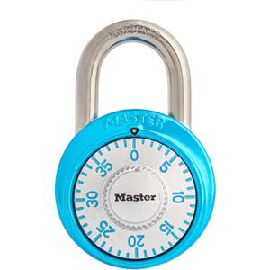 Master Lock Light Blue Gym Locker Lock, Indoor Combination Padlock with Aluminum Cover for School Locker, 3-Digit Code, 1561DLTBLU