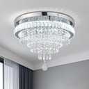 FRIXCHUR 19.7" Crystal Chandeliers Crystal Ceiling Light Fixtures Modern Flush Mount Light LED Chandelier Lamp for Living Room Bedroom Dining Room 6500K Cool White