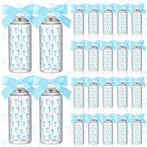 Blue 24 Pcs Bow Gift Cups Bulk for Women Girls Birthday Party Favors Supplies 14 oz Reusable Plastic Tumbler Cup with Lids Straws Pastel Coquette Bow Gifts Cups for Party Decorations