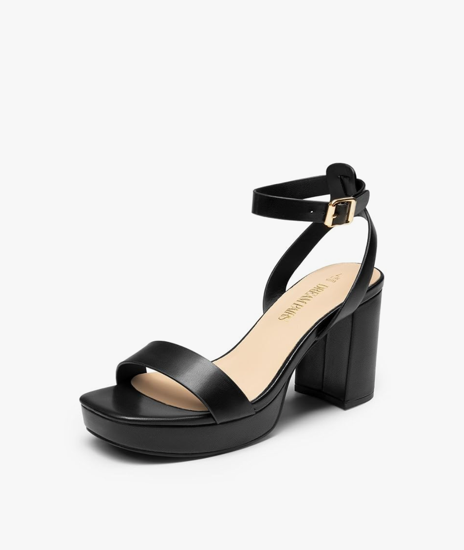 DREAM PAIRS Platform Heels for Women High Block Chunky Open Toe Ankle Strap Heels Fashion Wedding Party Evening Prom Dance Dress Pump Sandals Shoes Size 9, Black
