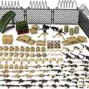 Military Weapons Set Army Toy Building Blocks Model Pack for Soldier Figures, Desert Camouflage Combat Suit Tactical Accessories Outfits Gear Kit Piece Gift for Kids
