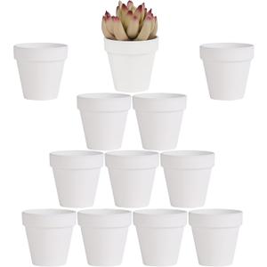 Yishang 2.5 inch White Terracotta Pots with Drainage Holes,Small Mini Clay Ceramic Pottery Planter,Cactus Flower Terra Cotta Pots,Succulents Nursery Pots for Indoor/Outdoor Plants,Crafts-12 Pack