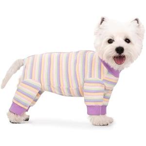Striped Dog Recovery Suit Female Male For Small Medium Dogs,Dog Surgical Recovery Suite Bodysuit After Surgery Zipper On Back Puppy Cat Long Sleeve Onesies Bodysuit After Surgery Wound Protective