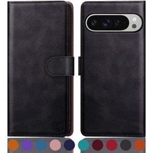 SUANPOT for Google Pixel 9 Pro XL 6.8" 5G Wallet case with RFID Blocking Credit Card Holder,Flip Book PU Leather Protective Cover Women Men for Pixel 9 Pro XL Phone case Black