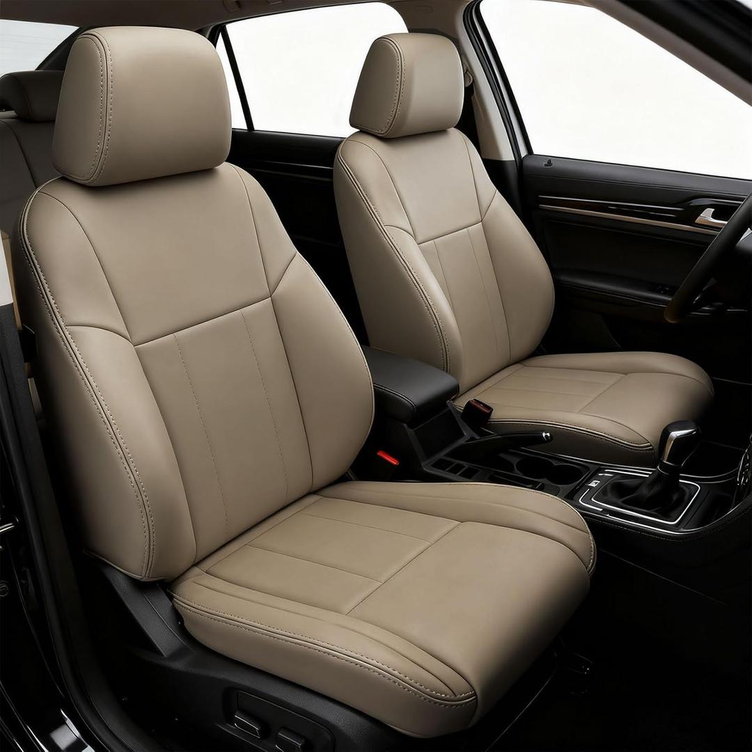 Nakkaa Front Oak Tan Leather Driver & Passenger Bottom Seat & Top Lean Back Seat Covers Compatible with 4Runner 1996-2002 Front Left Right Side