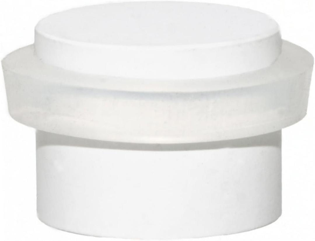 EVI Herrajes | White Door Stopper - Adhesive Installation - White Rubber Protector - W=0.94 x H=0.79 Inch Door Stop (White Lacquered Stainless Steel)