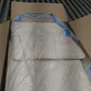 Nathan James Barker Counter Height Solid Wood Barstool with Upholstered Cushion, Backless Island Stool with Rubberwood Legs and Natural Textured Linen Upholstery for Kitchen, Brown/White, Set of 2