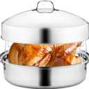 QPMR 22" Stainless Steel Roasting Pan with Lid and Rack,25LB Capacity,Large Roaster Pan for Oven,Nonstick Roasting Pan for Turkey,Chicken,Gifts for Mom,Wife
