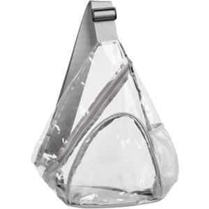 HULISEN Clear Sling Bag, Clear Bag Stadium Approved, Transparent Shoulder Crossbody Backpack Chest Casual Daypack (Grey)