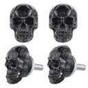 Skull License Plate Bolts Anti-Theft Car Tag Frame Screws for Most Vehicle Motorcycle 4 PCS (Black)