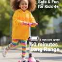 ELECOSMOS Safe Electric Scooter for Kids 4+, Balance for Beginner, Thumb Throttle, Flash Deck, Extra Wide Light Up Big Wheels, Adjustable Heights, 5 MPH Safe Speed