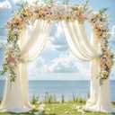 Wedding Arch Draping Fabric, 2 Panels 28" x 19Ft Ivory Wedding Arch Drapes Sheer Backdrop Curtain for Wedding Ceremony Party Ceiling Decor