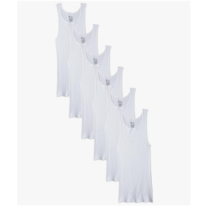 6 pcs, Hanes Men Hanes Men's Cotton Tank Undershirts Pack, Moisture-Wicking Ribbed Tanks, lightweight Cotton Tank Undershirts, L