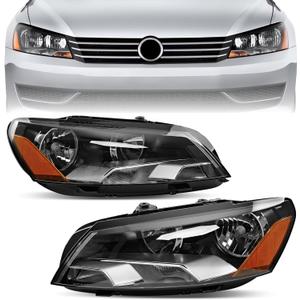 Misakomo Headlights Assembly Compatible with 2012 2013 2014 2015 Volkswagen VW Passat - Replace 561941005D, 561941006D, 3411131LAS2, 3411131RAS2, VW2502148, and VW2503148 - Driver & Passenger Side
