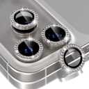 Choiche Compatible for iPhone 17 Pro/iPhone 17 Pro Max Camera Lens Protector Bling, 9H Tempered Glass Camera Cover Screen Protector Metal Ring Decoration Accessories (Diamond-Titanium Natural)