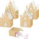 Chrisfall 24 Pieces Princess Castle Candy Boxes Glitter Princess Castle Party Decorations Birthday Favor Boxes for Wedding Birthday Party Supplies(Gold)