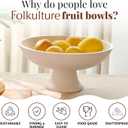 Folkulture Wooden Fruit Bowl for Kitchen Counter | 12" Large Premium Eco Friendly Banana Fruit Basket for Kitchen | White Wood Bowl with Holder, Pedestal for Table Decor, Mothers Day Gifts
