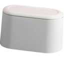 Mini Desktop Trash Can Lid Press-Type Waste Bin Dual-Layer Plastic Garbage Bucket for Bedroom Office Kitchen Compact Design for Easy Disposal