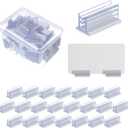 100 Pcs Self Adhesive Sneeze Guard Holder Acrylic Panels Name Tag Holders for Desks Ticket Sign Adhesive Clips for Cards Photos 1 x 0.5 x 0.5''