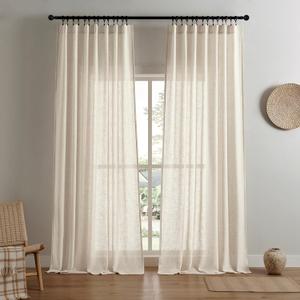 Joydeco Linen Curtains for Living Room,Light Filtering Drapes 84 Inches Long,Living Room Curtain 2 Panel Sets,Flax White Curtains Rod Pockets Back Tab(W52 x L84 Inch, Linen) (52"W x 84"L (Pack of 2))