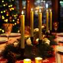 Homemory 6 Pcs Window Candles with Remote Timer Dimmer, Christmas Candles for Window Battery Operated, Ivory Flameless Taper Candle with Holders and Suctions, LED Candlesticks for Xmas Holiday Decor
