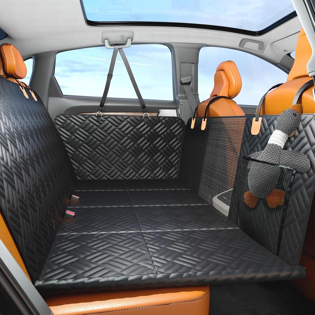 PROZAR Dog Car Seat Cover for Back Seat, Hard Bottom Back Seat Extender for Dog, Back Seat Pet Cover for Dogs - Supports 400lbs, Waterproof Heavy Duty Scratch Dog Hammock for Car SUV and Small Truck