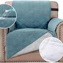 H.VERSAILTEX 100% Waterproof Sofa Slipcover Washable Armchair Cover Non-Slip Furniture Protector for Living Room Couch Cover for Pets Chair Cover with Puppy Paw Silicone Backing (Armchair, Stone Blue)
