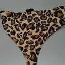 Zmart Women High Waist Thong Bikini Bottoms High Cut Swimsuit Bathing Suit Cheeky Brazilian Swimwear Bottom (Medium, Leopard)