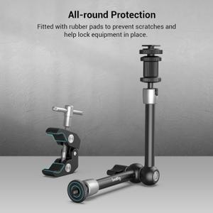 SMALLRIG 11'' Articulating Magic Arm and Clamp w/ 1/4" and 3/8" Thread, Adjustable Friction Power Camera Mount with Cold Shoe Mount for Monitor, LED Lights, Mic, for DJI/Insta360 Action Cameras - 3726