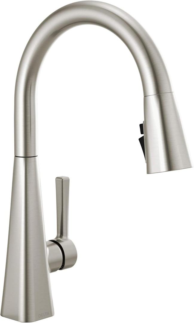 Delta Faucet Lenta Brushed Nickel Kitchen Faucet, Kitchen Faucets with Pull Down Sprayer, Kitchen Sink Faucet, Faucet for Kitchen Sink, Magnetic Docking Spray Head, SpotShield Stainless 19802Z-SP-DST (SpotShield Stainless)