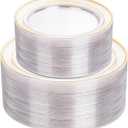 I00000 102 Pcs Clear Gold Plastic Plates - Disposable Party Plates, Gold Disposable Include 51 Dinner Plates and 51 Dessert Plates, Plastic Plates for Party, Holiday, Wedding & Birthday