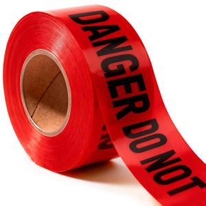 Danger Do Not Enter Tape 3 inch X 1000 feet • Red with a Bold Black Print for High Visibility • 3 in. Wide for Maximum Readability • Tear Resistant Design