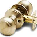 Copper Creek Colonial Passage Interior Door Knob ANSI Grade-3 Certified, Modern Heavy Duty Handle, Easy Install and Reversible for Bedroom, Bathroom and Closets Polished Brass (1 Pack)
