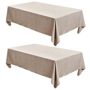 Fitable Linen Textured Tablecloths 2 Pack, Faux Burlap Rectangle Table Clothes for 6 Foot Tables, Rustic Table Covers for Buffet, Banquet, Kitchen Dining, Party, Farmhouse (Nature, 54 x 108 Inch)