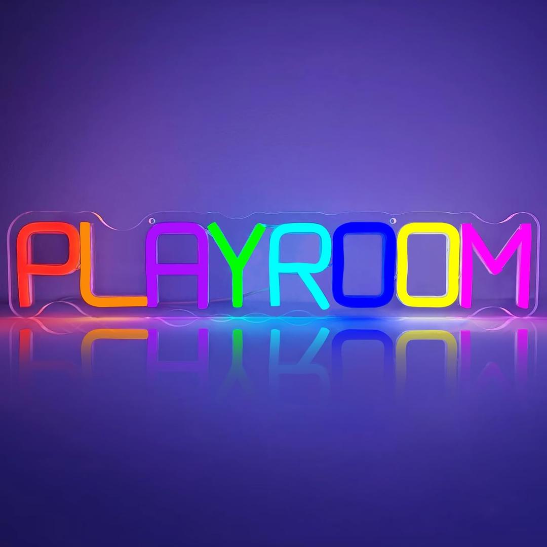 Jeachrl Play Room Neon Sign for Wall Decor Playroom LED Sign USB Playroom Neon Lights for Toy Zone Bedroom Wall Light Up Signs Kids Neon Wall Signs Kids Playroom Home Decorations Gifts