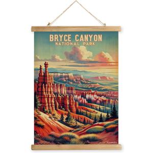XIAOAIKA Vintage Bryce Canyon National Park Travel Poster with Wooden Scroll Frame Holiday Decoration or Gift for Living Room, Bedroom, Office Wall Decor, Retro Art Print 20 x 30 Inches XIAOAIKA Vintage Bryce Canyon National Park Travel Poster with Wooden Scroll Frame Holiday Decoration or Gift for Living Room, Bedroom, Office Wall Decor, Retro Art Print 20 x 30 Inches