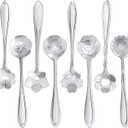 Maitys 16 Pieces Stainless Steel Flower Coffee Spoon Dessert Sugar Ice Cream Stirring Tea Spoon Set for Tableware Kitchen, Cafe or Bar(Silvery)
