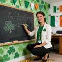 St Patricks Day Teacher Lanyard with Cute Leprechaun Beads, St Patricks Day Lanyard Breakaway Clasp for ID Badges, Fit for School and Classroom Use